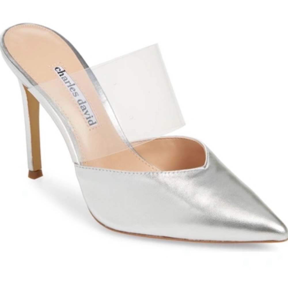Charles David Cammy Silver Heels Sleek Modern Design